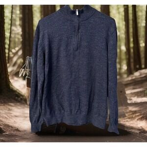 Faherty Cashmere/Cotton 1/4 Zip Sweater Men 2XL Heather Gray Excellent